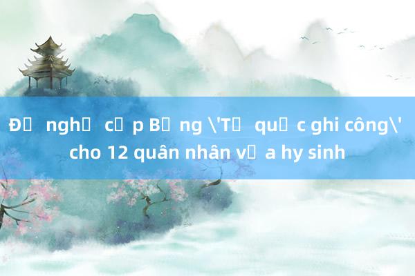 Đề nghị cấp Bằng 'Tổ quốc ghi công' cho 12 quân nhân vừa hy sinh