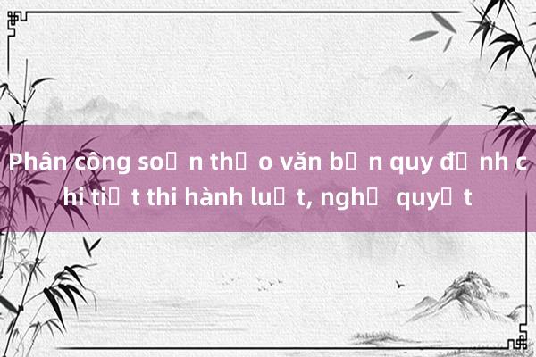 Phân công soạn thảo văn bản quy định chi tiết thi hành luật， nghị quyết