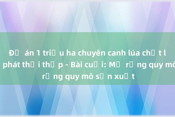 Đề án 1 triệu ha chuyên canh lúa chất lượng cao， phát thải thấp - Bài cuối: Mở rộng quy mô sản xuất